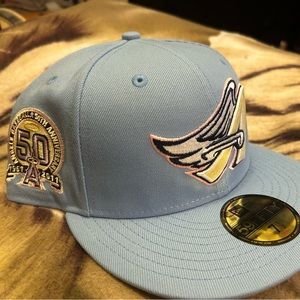 Los Angeles Angels New Era 59fifty 7 1/2 Sports World Exclusive 50th Anni Patch